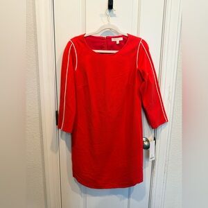 Etcetera Red Shift Dress with White Piping